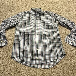 Peter Millar Plaid Button Down Shirt Sz S Blue Purple Preppy 100% Cotton